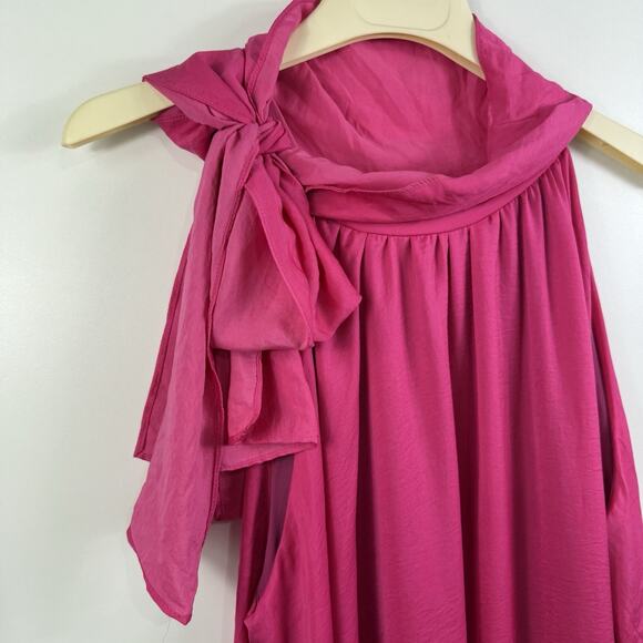 Meritt Clothing Label New Pink Bow Tie Neck Dress 3X Sleeveless Flowy Summer - Picture 5 of 13